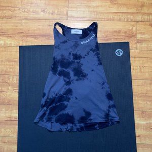 Blue Tie Dye Twist Back SoulCycle Tank Top